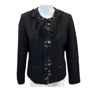 Blazer Jacket‎ Black 0 = 4 Fringe Grommets Whimsigoth Witchy Steampunk